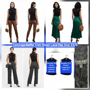 Comrags Ruffle Trim Sheer Lace Top Size XS/S